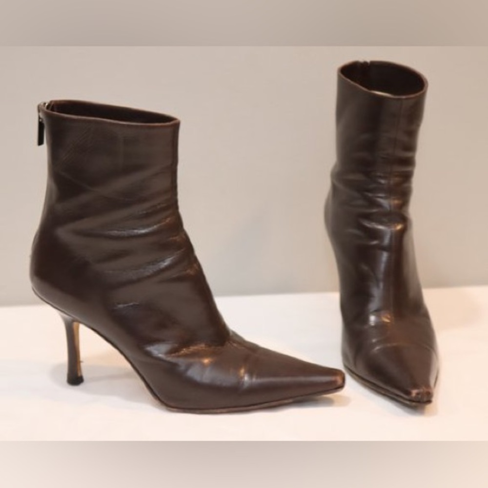 Jimmy Choo Brown Leather High Heel Boots Sz. 35 1/2.